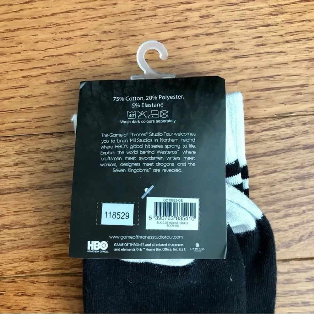 Game of Thrones Studio Tour RARE House Sigils Black Socks Women’s Size O/S NWT